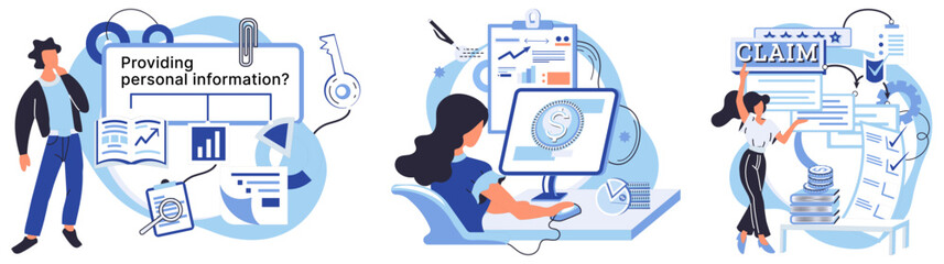 Financial audit vector illustration. Account statements are crucial for comprehensive financial reviews, offering complete view Planning is vital for efficient budget administration preventing