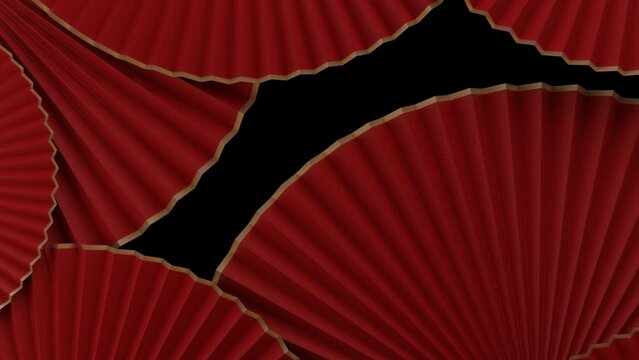 3D Rendering Animation Minimal Chinese, Korean or Japanese Style Paper Fan Studio Shot Background for Beauty or Festive Food and Beverage Advertising.