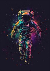 Vector Cartoon Illustration of Floating Astronaut, Perfect for T-shirt Designs and AI Generative Art