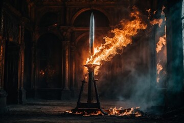 fire sword in the fireplace