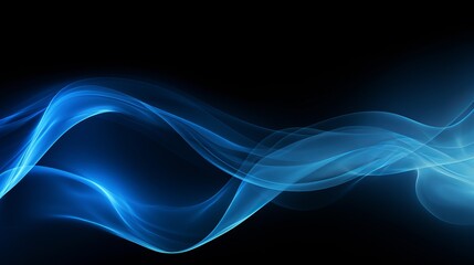 A black background is filled with blue smoke and a wave pattern.