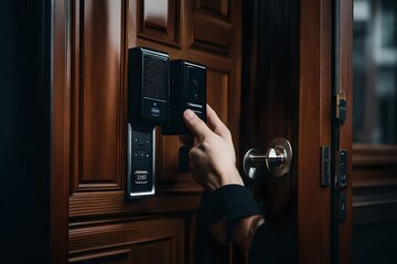 person opening a door