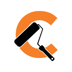paint Logo combine with letter C vector template