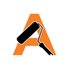 paint Logo combine with letter A vector template