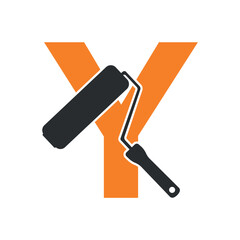 paint Logo combine with letter Y vector template