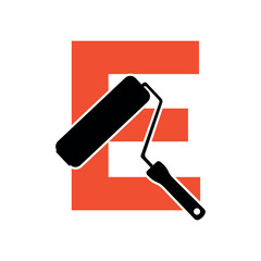 paint Logo combine with letter E vector template