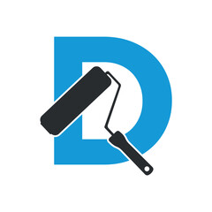 paint Logo combine with letter D vector template