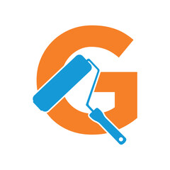 paint Logo combine with letter G vector template