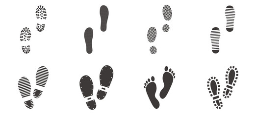 Human footprints icon set. Vector design of human foot steps