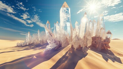 Group of Crystal Blocks in the Desert
