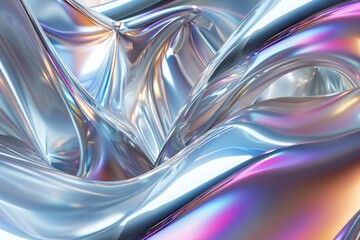 Holographic abstract platinum 3D shapes