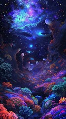 Obraz na płótnie Canvas Painting of Night Sky Filled With Stars