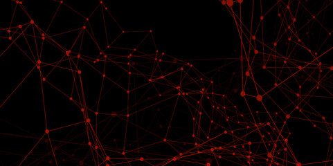 Abstract technology connection network of particles and lines. Global network Futuristic grid artificial intelligence connections. Plexus of lines and dots and connected particles Vector - obrazy, fototapety, plakaty