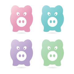 Pastel color pigs vector illustration isolated on a white background.