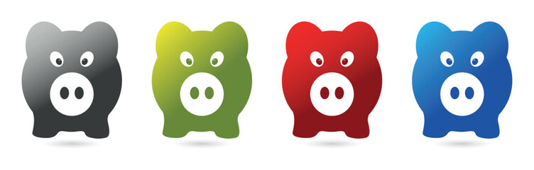 Colorful pig set vector illustration isolated on a white background.