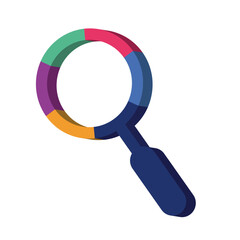 3D colorful magnifying glass or search icon isolated on a white background.