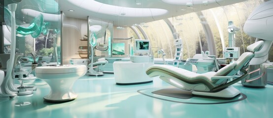 A glimpse into the future of healthcare with a hospital room interior that blends modernity and functionality.