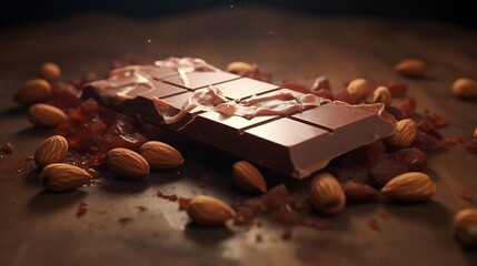 A silky smooth milk chocolate bar with almonds in