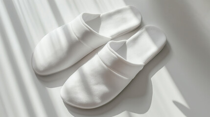 Soothe Your Soles, Step into Comfort, Comfy White Slippers, Light and Shadows, Generative AI