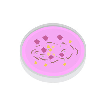 Delicious Sweet Es Oyen, Asian Cold Fruit Cocktail with Coconut Milk Vector Design