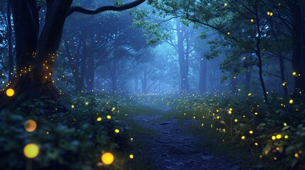 Illuminated Path, Fireflies Light the Way Through