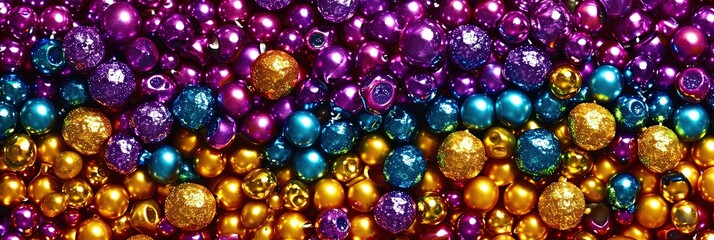 Colorful mardi gras beads - obrazy, fototapety, plakaty