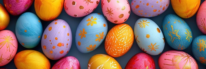 Whimsically painted easter eggs
