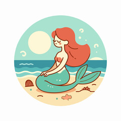 mermaid girl on the beach