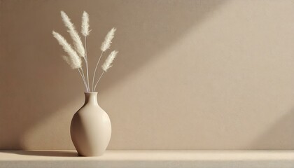 Neutral colored wall with a potted plant
