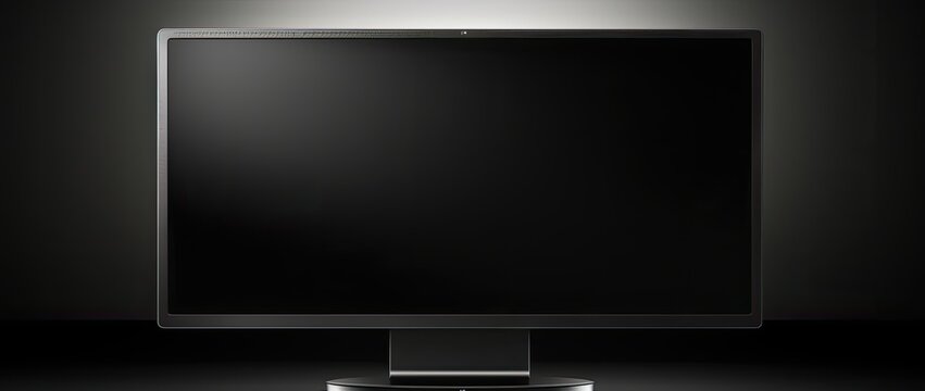 A minimalist and modern monitor concept portrayed in a dimly lit room, accentuating the sleekness of the thin bezels.