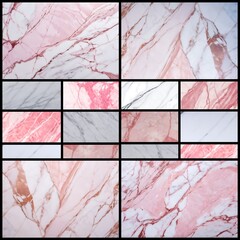 Pink and white marble checkered pattern wall tiles set sample hd