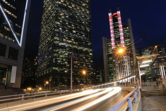 traffic at night, light track, hong kong © Hashbu Production