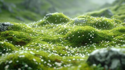 Beautiful green moss on the floor, moss closeup, macro. Beautiful background of moss for wallpaper.