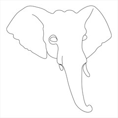 Single line continuous drawing of a elephant head and concept world wild life day outline vector illustration