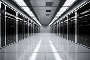 Empty corridor of data center