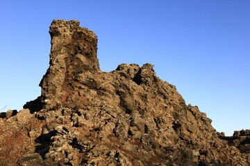 Dimmuborgir is a large area of unusually shaped lava fields east of M&yacute;vatn in Iceland