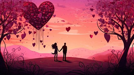Design a romantic Valentine's Day backdrop using warm hues and heartwarming elements. Great for cards, social media, or adding a touch of love to festive decorations
