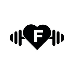 Love Gym Logo combine with letter F vector template