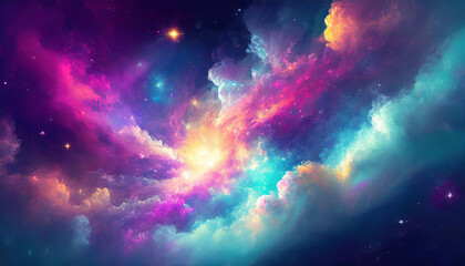 Obraz na płótnie Canvas Colorful space galaxy cloud nebula. Stary night cosmos. Universe science astronomy. Supernova background wallpaper