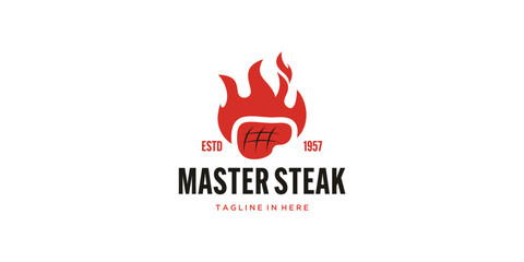 Editable Sirloin steak vector logo illustration