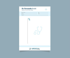 Doctor prescription pad template design, blank rx medical form a4 vector © Sadhin07