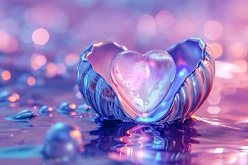 Fotobehang glass heart inside a seashell  © Glce