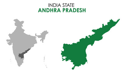 Andhra Pradesh map of Indian state. Andhra Pradesh map illustration. Andhra Pradesh vector map.