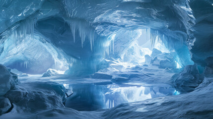 Stunning Ice Cave Filled With Abundant Water