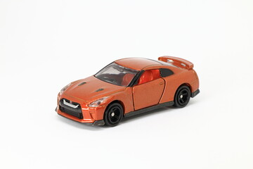 toy car isolated on white background, Sport car, super car, orange, die cast car, toy car