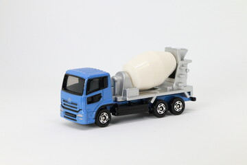 white truck on white background,service truck, die cast car, toy car, white background, cement mixer