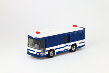 bus, die cast car, toy car, white background