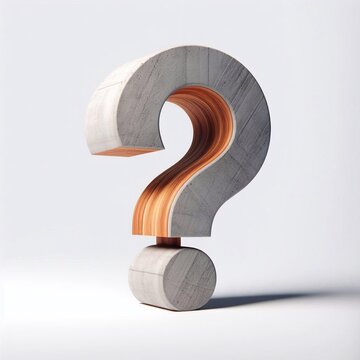 Question mark shape created from concrete and wood. AI generated illustration
