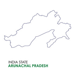 Arunachal Pradesh map of Indian state. Arunachal Pradesh map illustration.