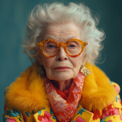 Portrait of a Graceful Senior in Colorful Attire Ai generated